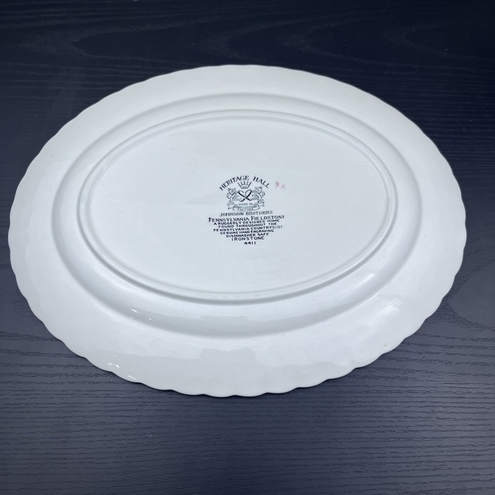 Johnson Brothers Heritage Hall Brown Penn Fieldstone 12" Oval Serving Platter - Picture 6 of 8